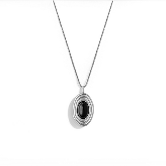 Echo Series Black Bead Necklace - Crystalory