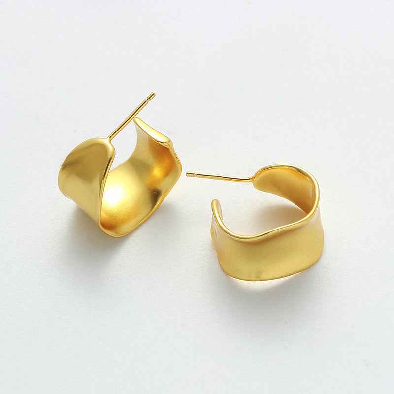 Gold & Silver Wave Stud Earrings - Crystalory