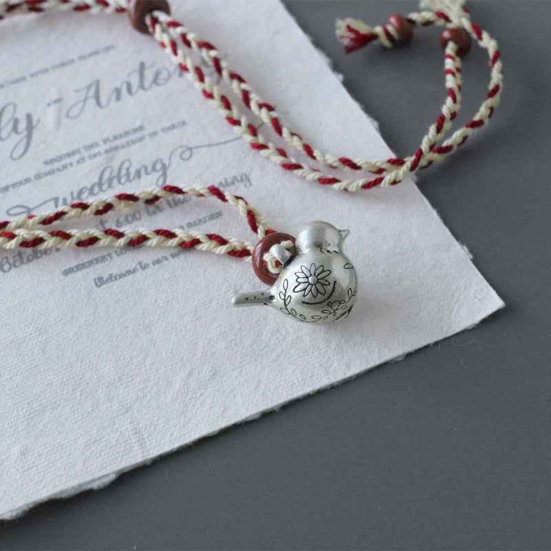 Handmade Bird Pendant Rope Necklace - Crystalory