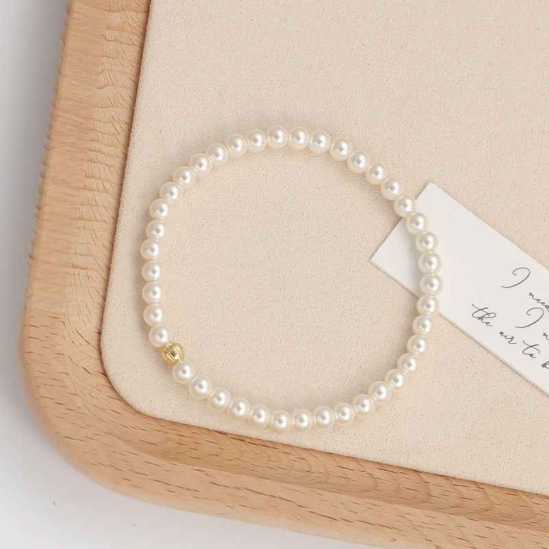 White Pearl Beaded Bracelet - Crystalory