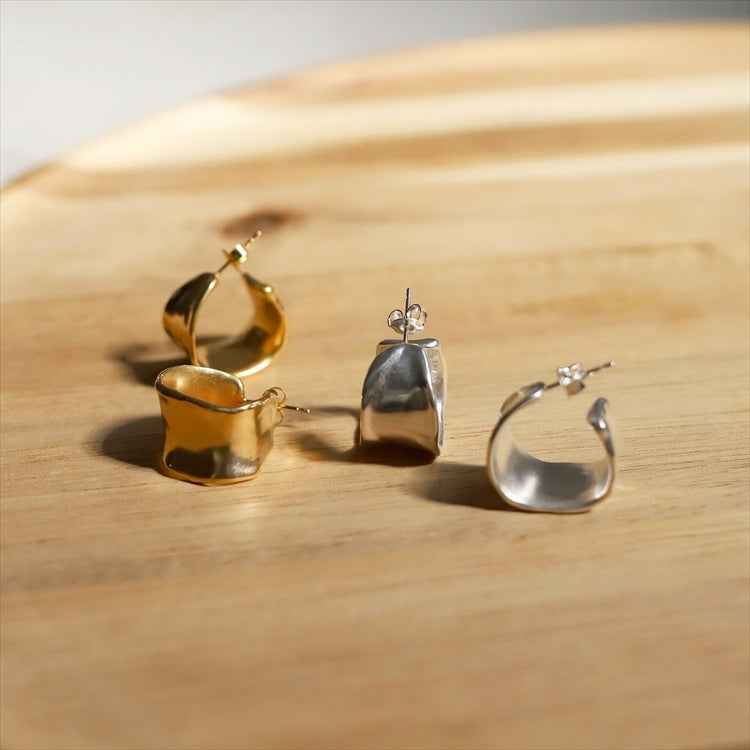 Japanese Retro C-Shaped Hoop Earrings - Crystalory