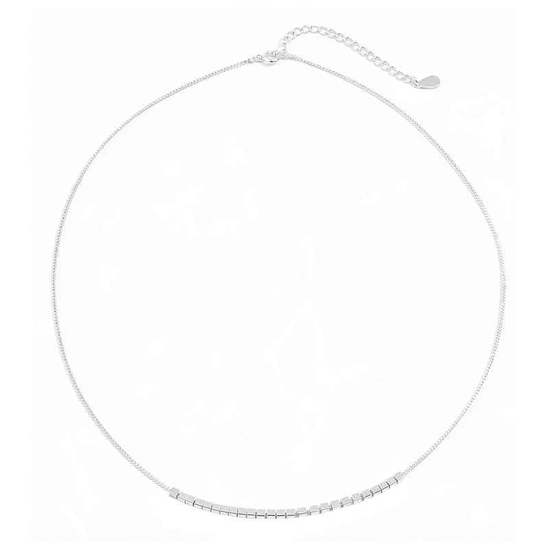 Minimalist Silver Cube Choker Necklace - Crystalory