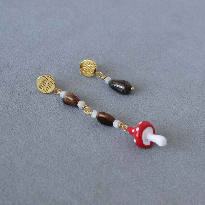 Squirrel & Mushroom Necklace Earrings Set - Crystalory