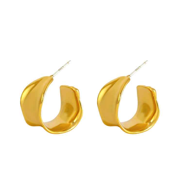 Gold & Silver Wave Stud Earrings - Crystalory