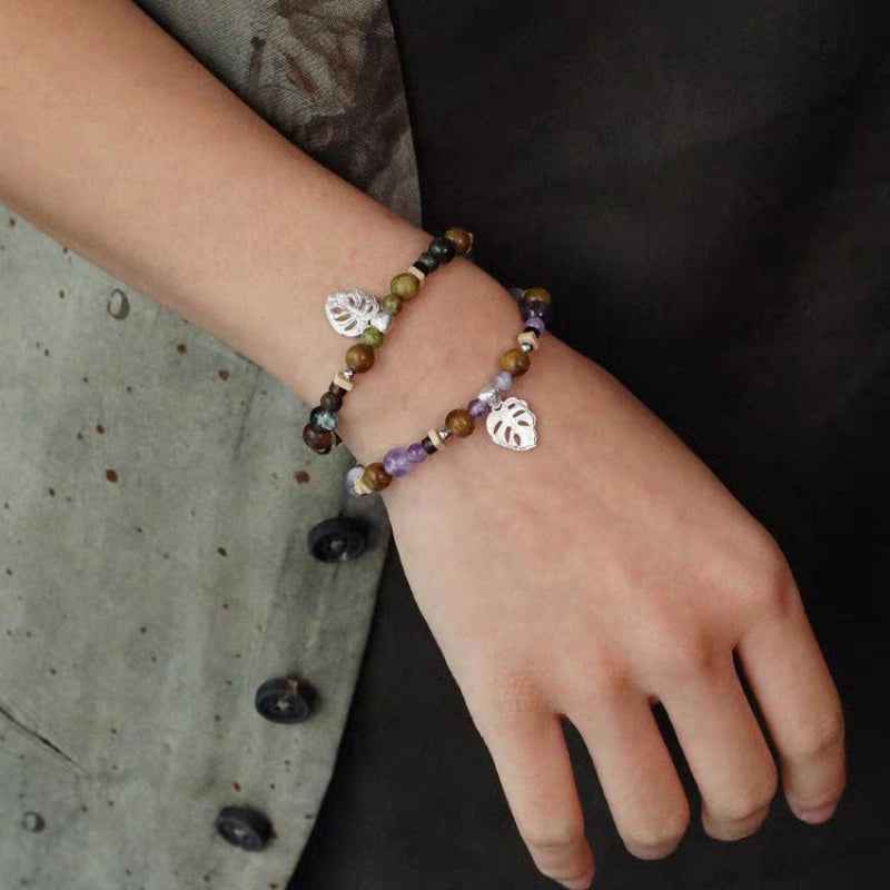 Monstera Leaf Beaded Bracelet