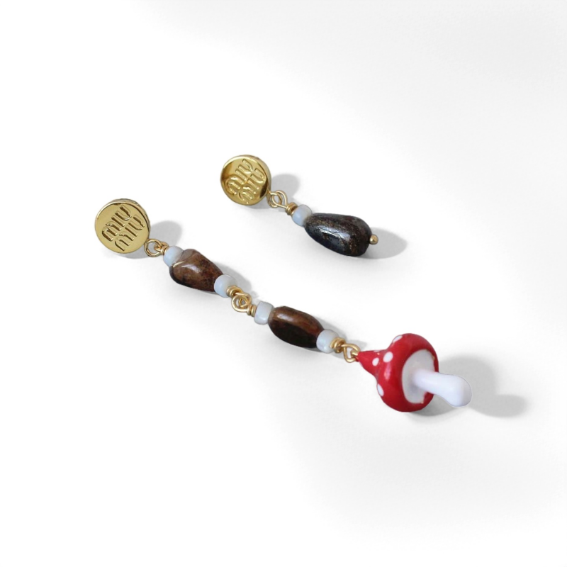 Squirrel & Mushroom Necklace Earrings Set - Crystalory