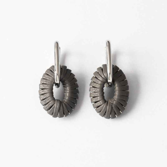 Leather Oval Drop Earrings - Crystalory