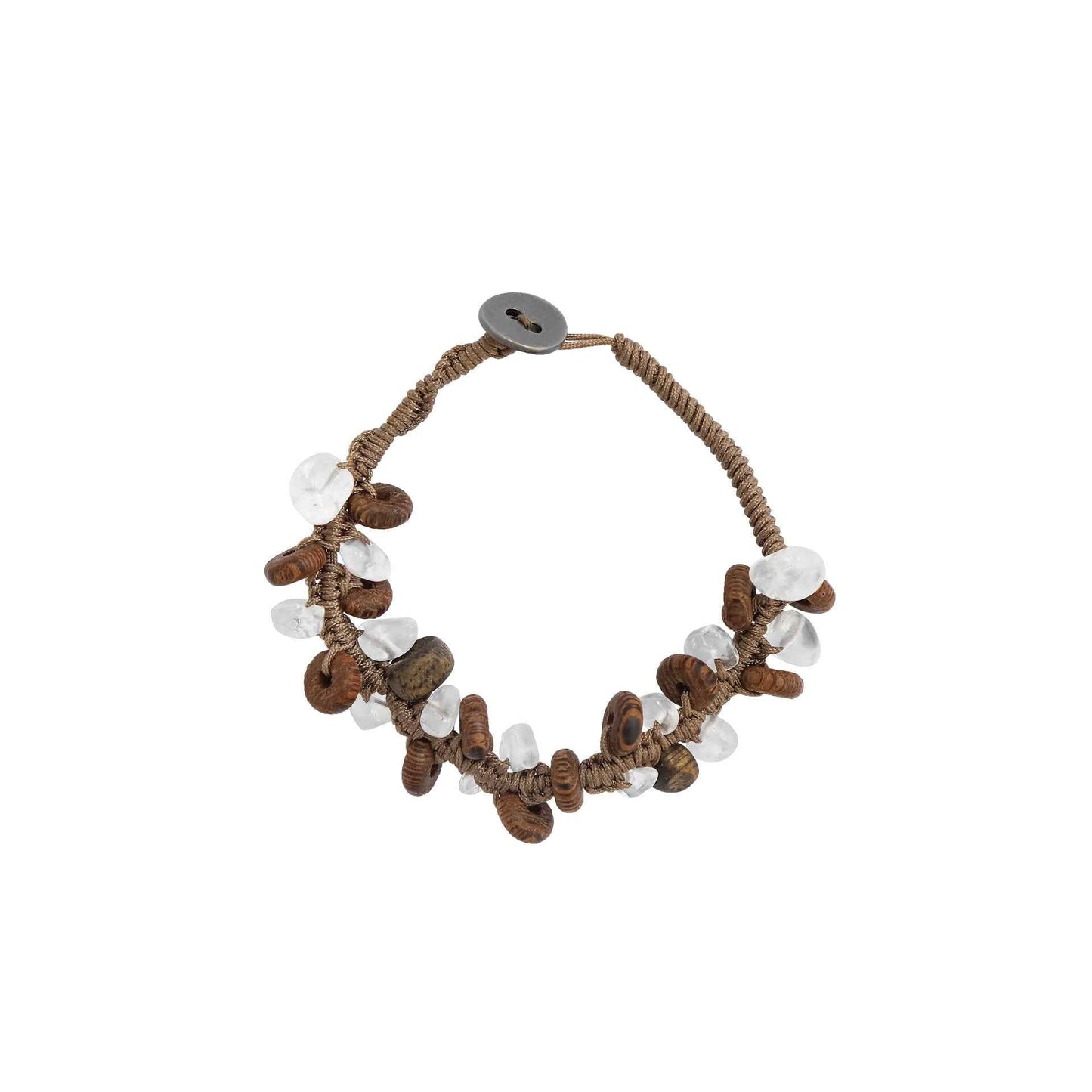 Wood Beaded Stone Bracelet