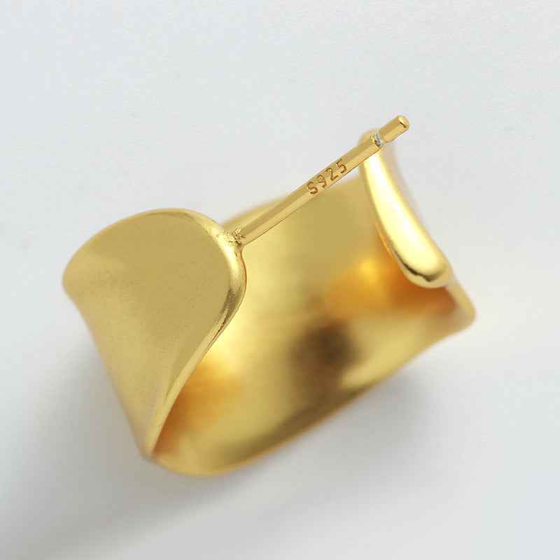 Gold & Silver Wave Stud Earrings - Crystalory
