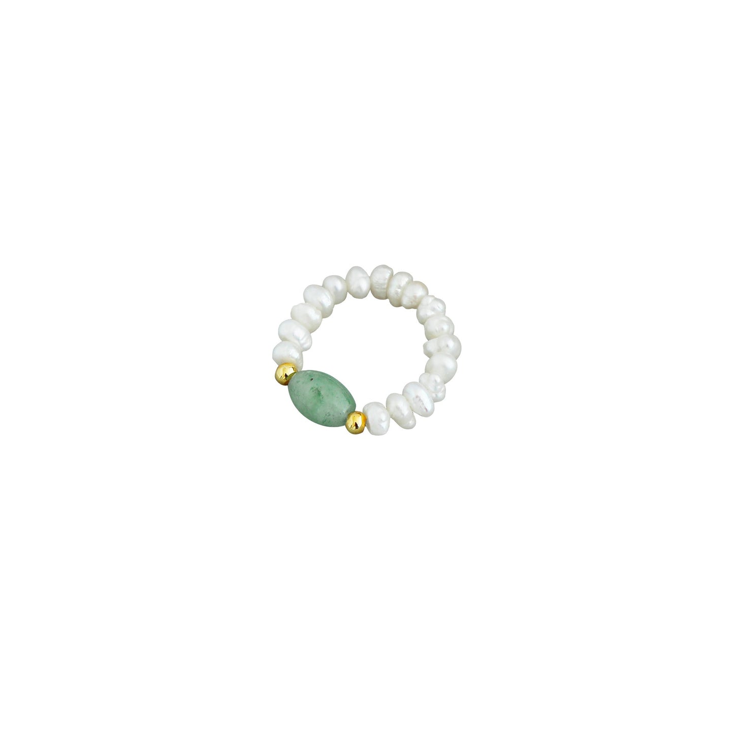 Elegant Jade & Freshwater Pearl Ring - Crystalory