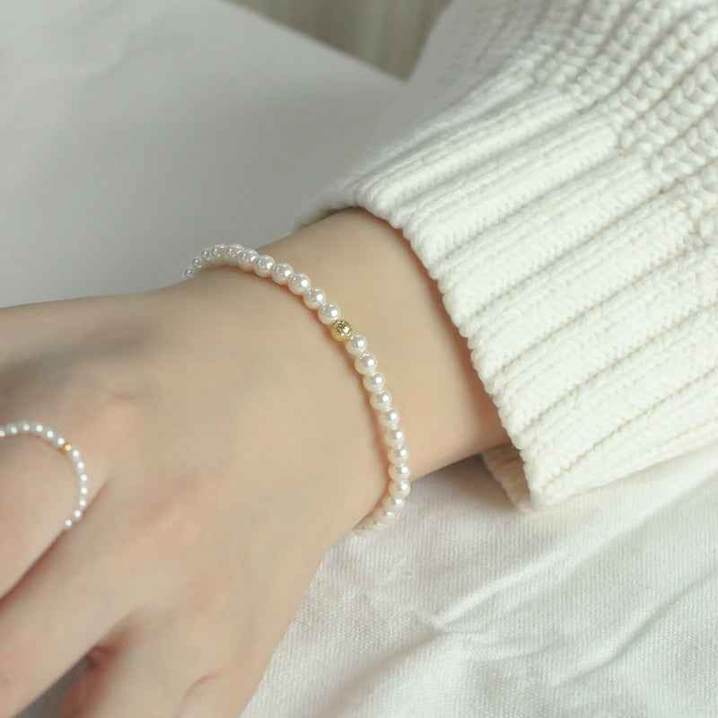 White Pearl Beaded Bracelet - Crystalory
