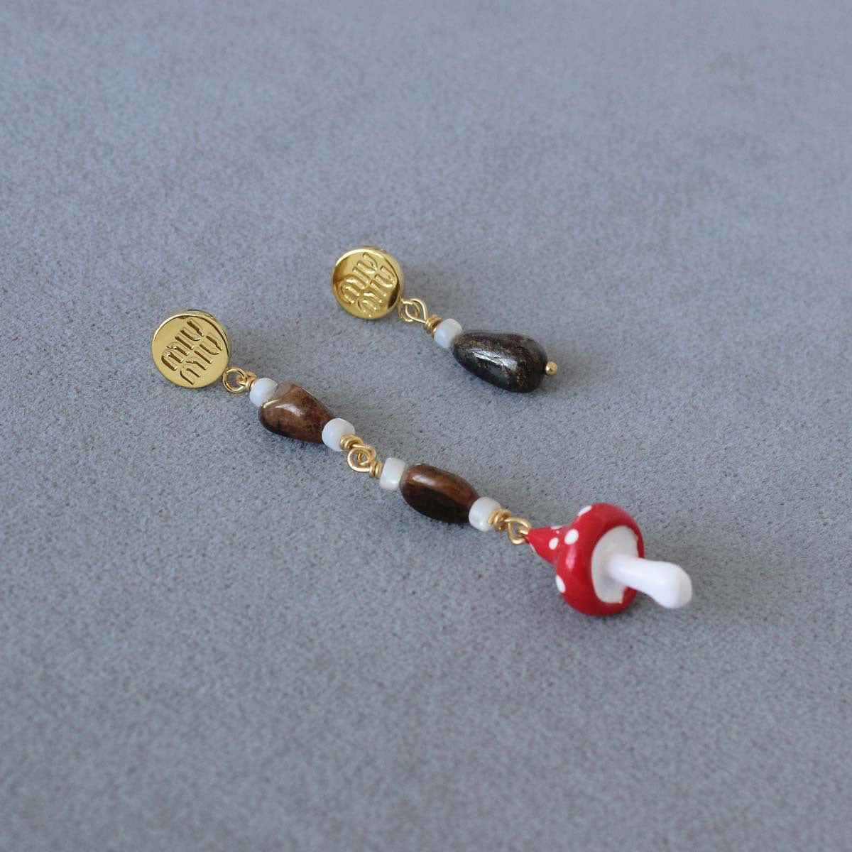 Squirrel & Mushroom Necklace Earrings Set - Crystalory