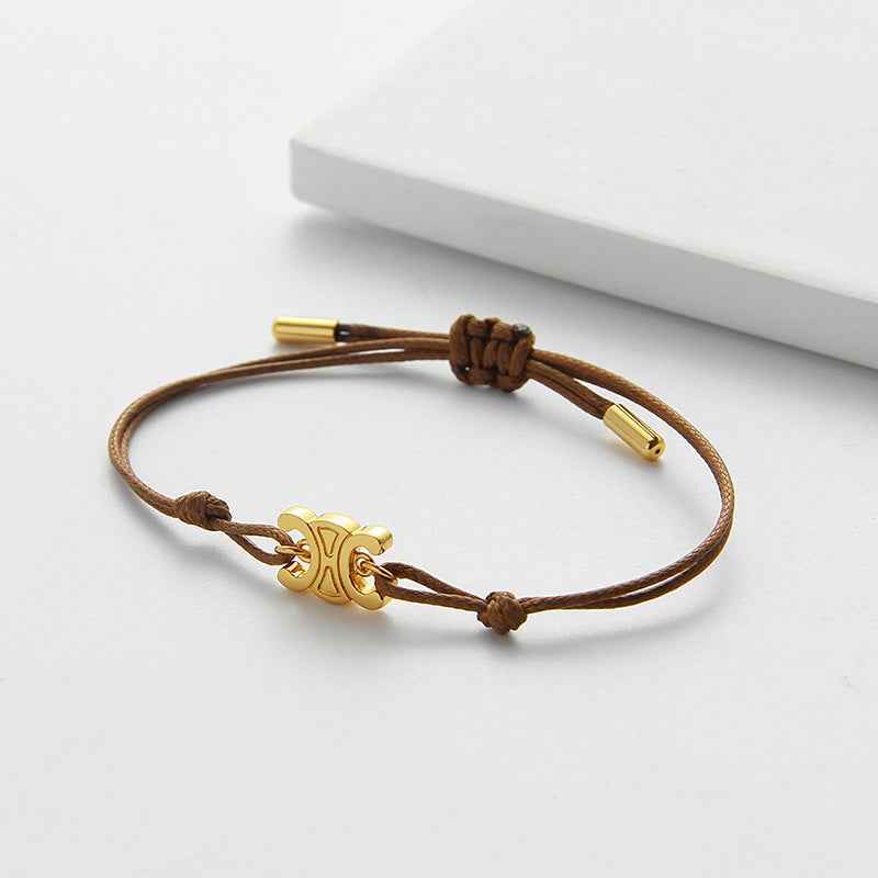 Gold Initial Cord Bracelet