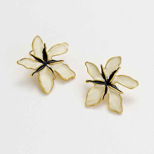 Vintage Enamel Floral Earrings - Crystalory