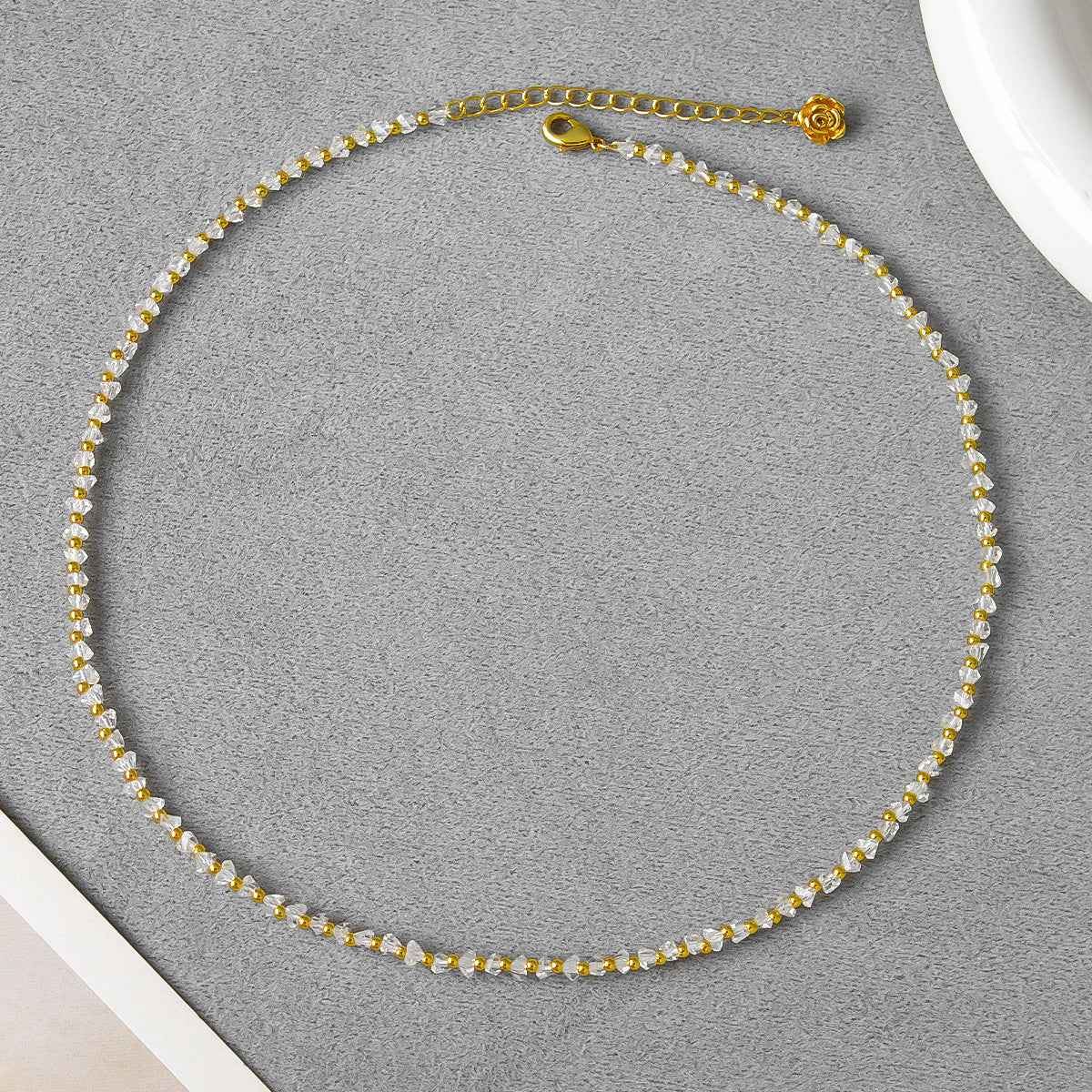 Transparent Glass Beaded Necklace - Crystalory