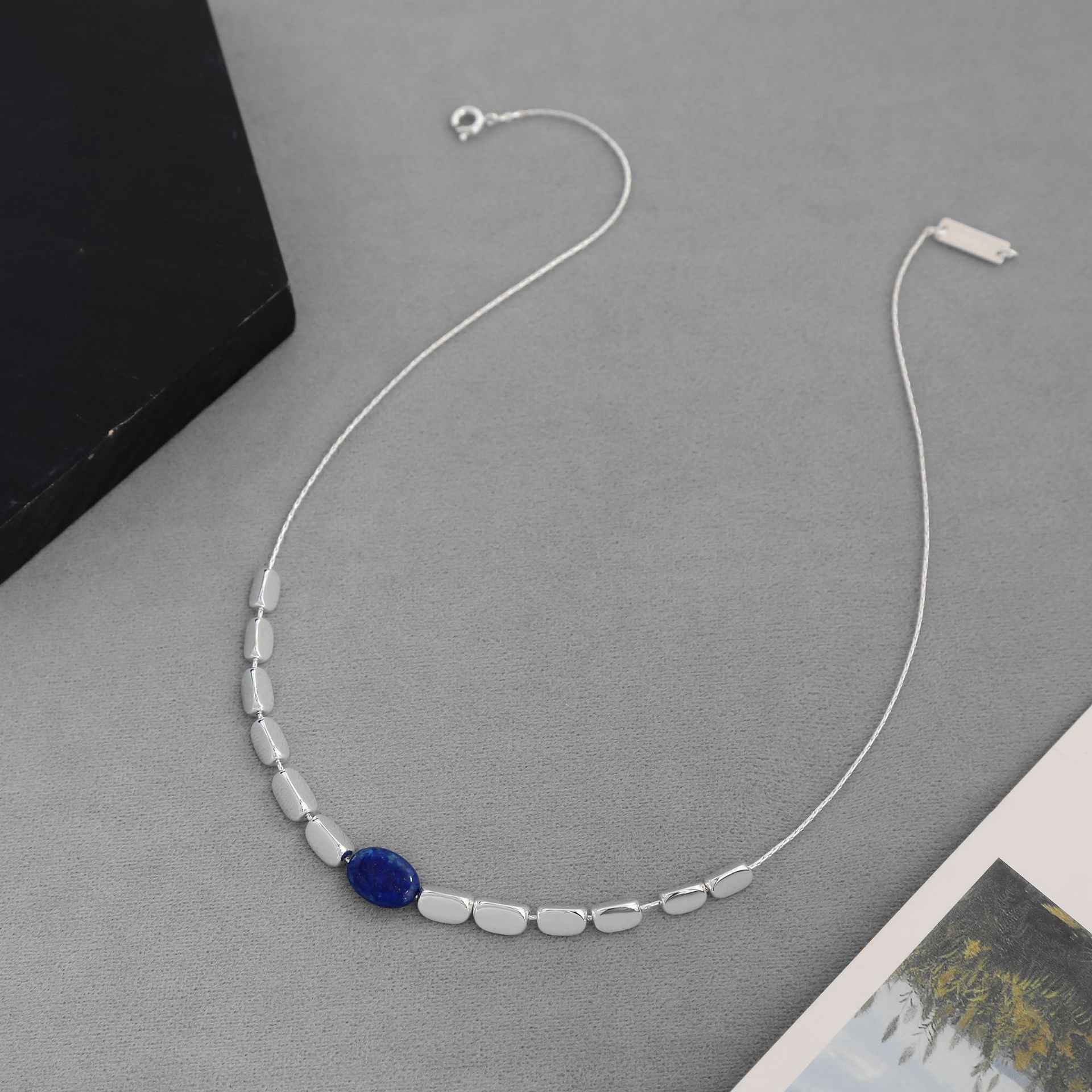 Lapis Lazuli Silver Necklace - Crystalory