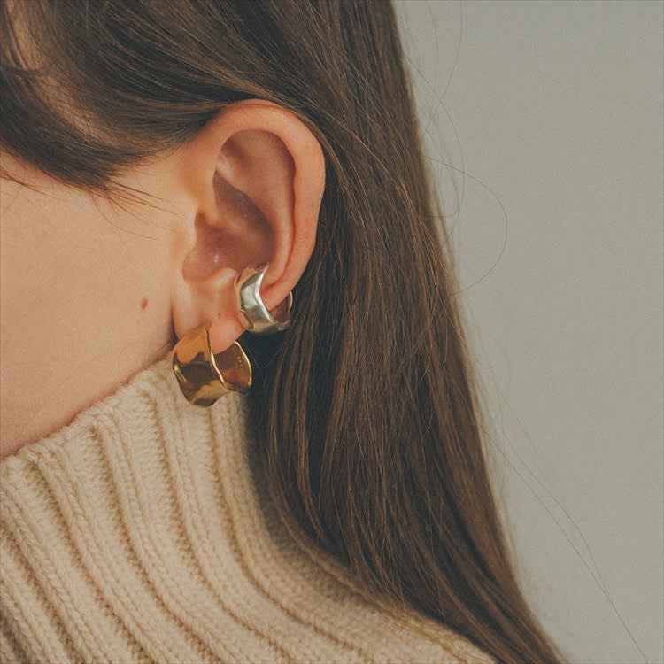 Japanese Retro C-Shaped Hoop Earrings - Crystalory