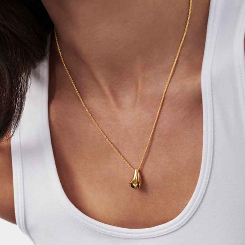Gold Teardrop Pendant Necklace - Crystalory