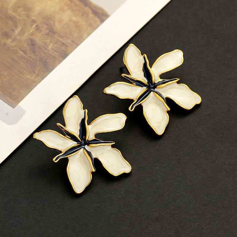 Vintage Enamel Floral Earrings - Crystalory