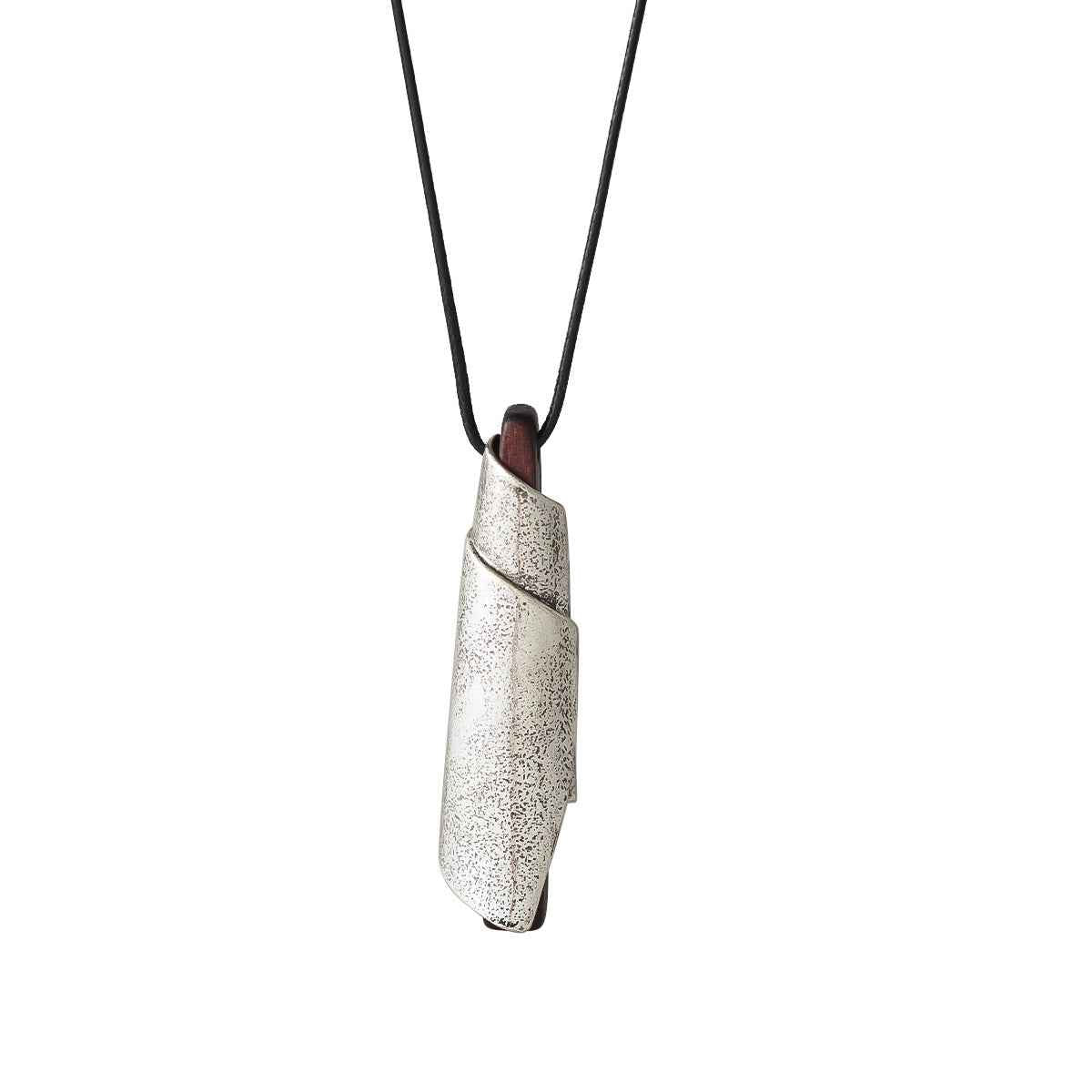 Wood & Silver Whistle Pendant Necklace - Crystalory