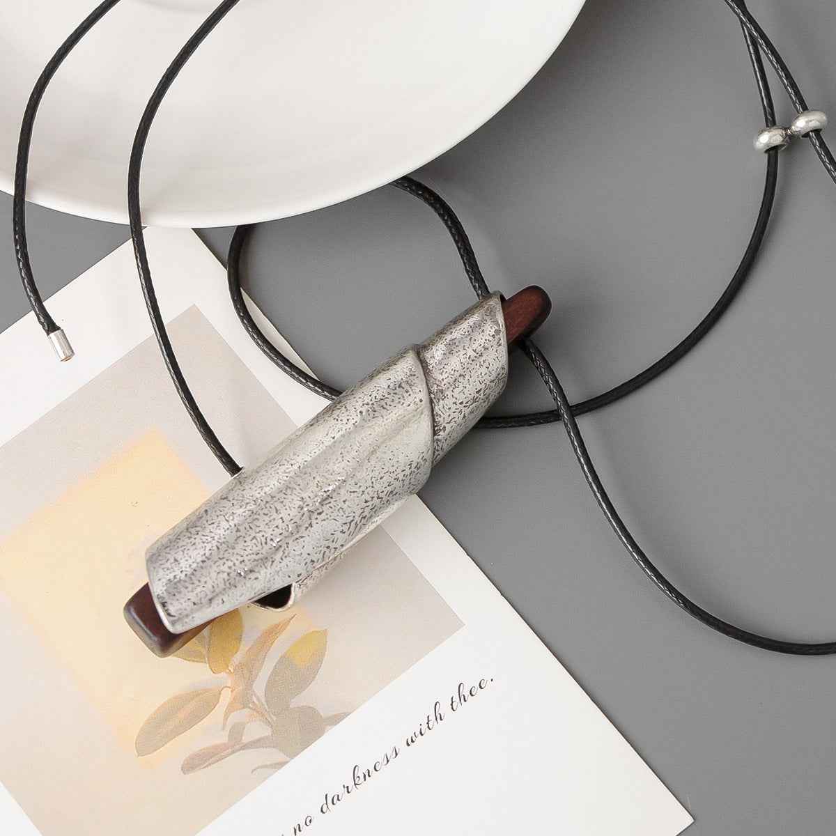 Wood & Silver Whistle Pendant Necklace - Crystalory
