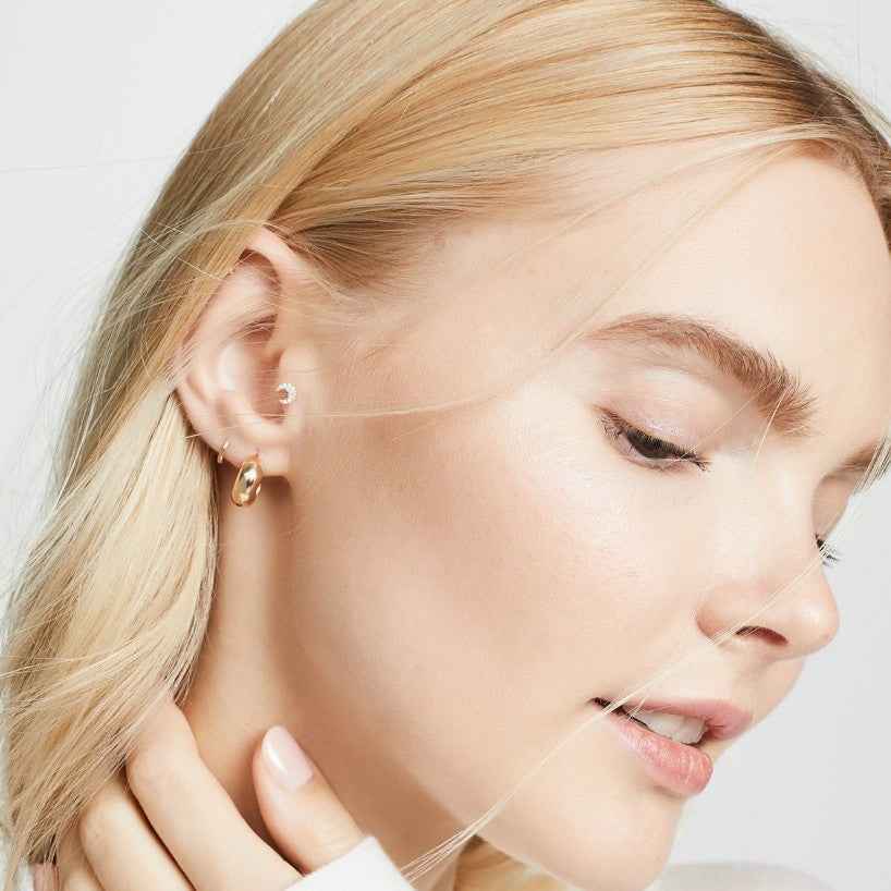 Mini Bean Hoop Earrings - Crystalory