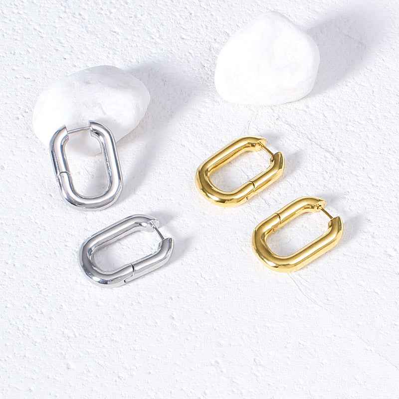 Minimalist U-Shaped Hoop Earrings - Crystalory