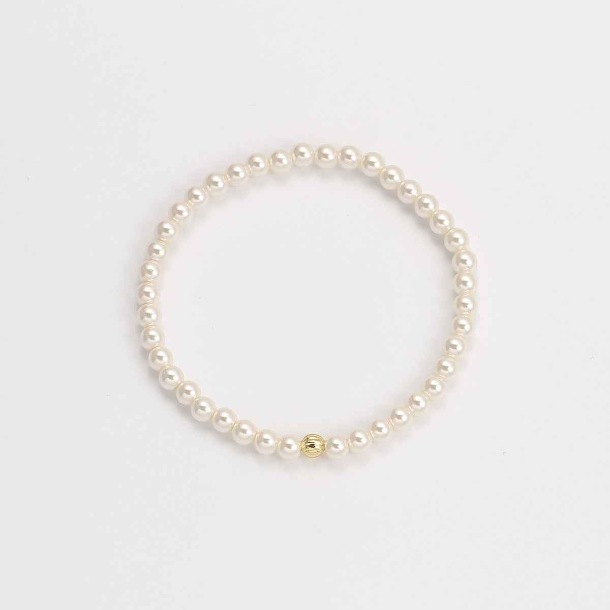 White Pearl Beaded Bracelet - Crystalory