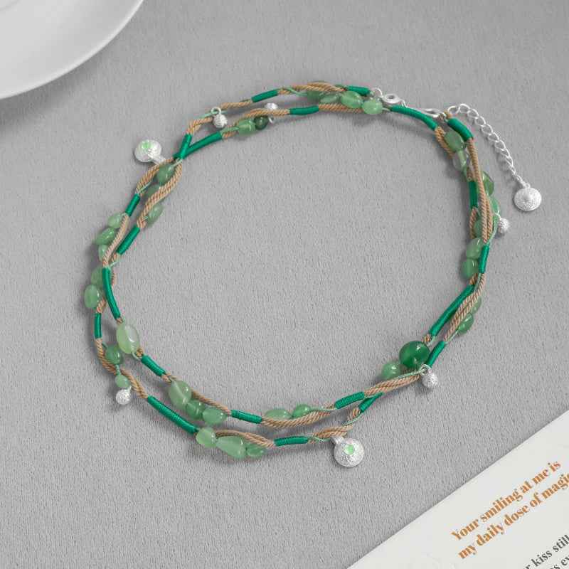Bohemian Green Aventurine Beaded Necklace - Crystalory