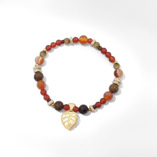Monstera Leaf Beaded Bracelet - Crystalory