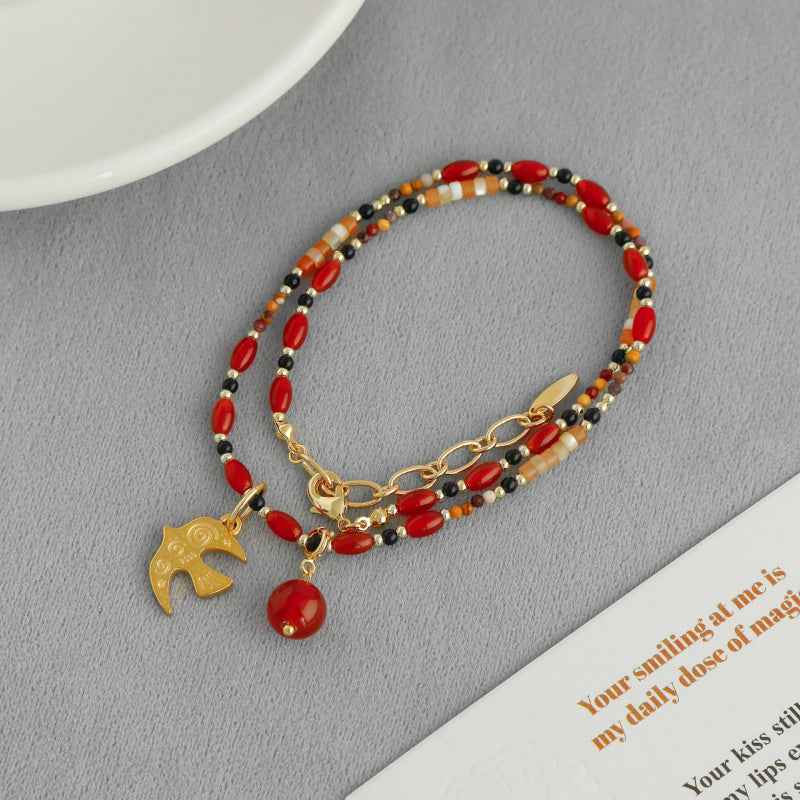 Red Agate Bird Pendant Necklace - Crystalory