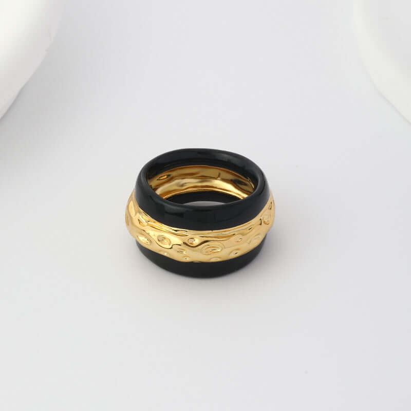 Vintage Enamel Wide Band Ring - Crystalory