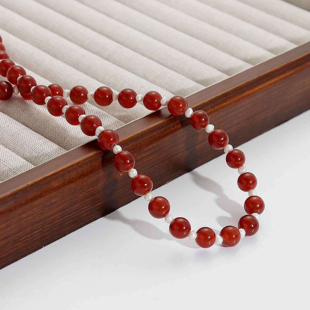 Red Agate Pearl Necklace - Crystalory
