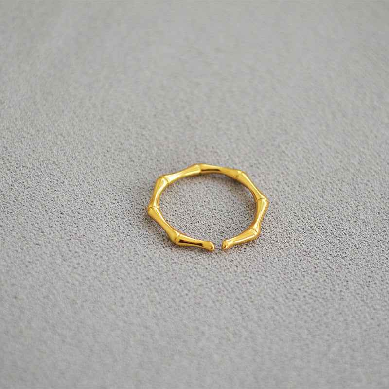 Bamboo Texture Open Adjustable Ring - Crystalory