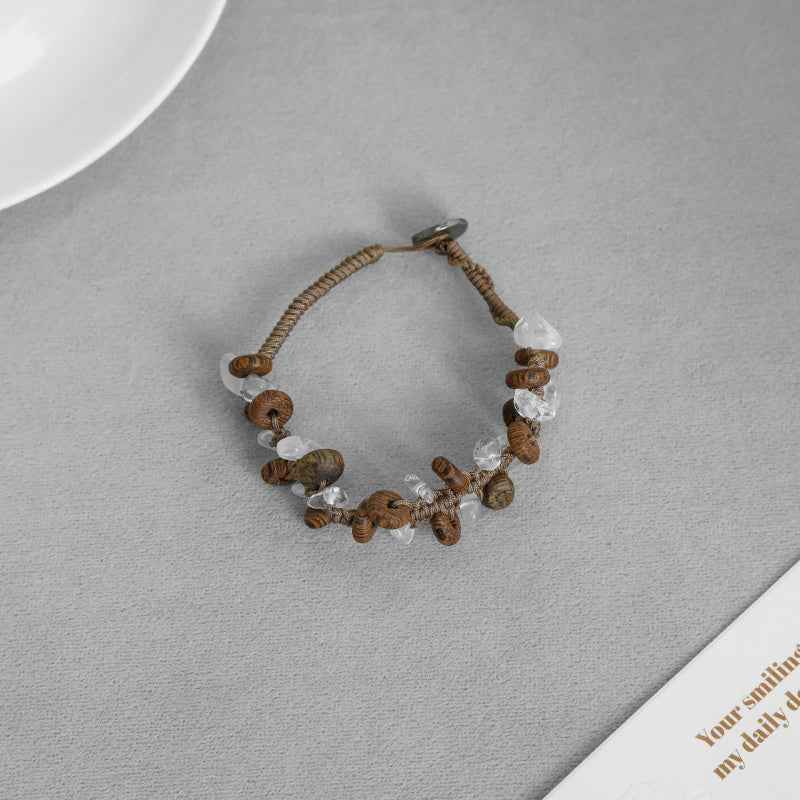 Wood Beaded Stone Bracelet