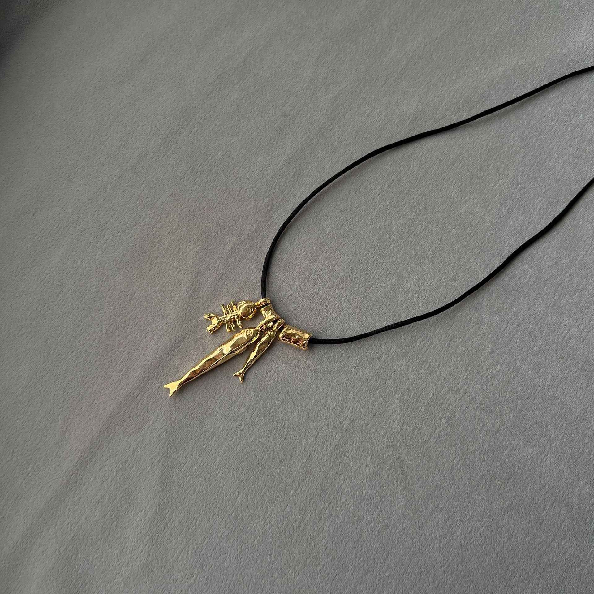 Gold Fish Pendant Necklace - Crystalory