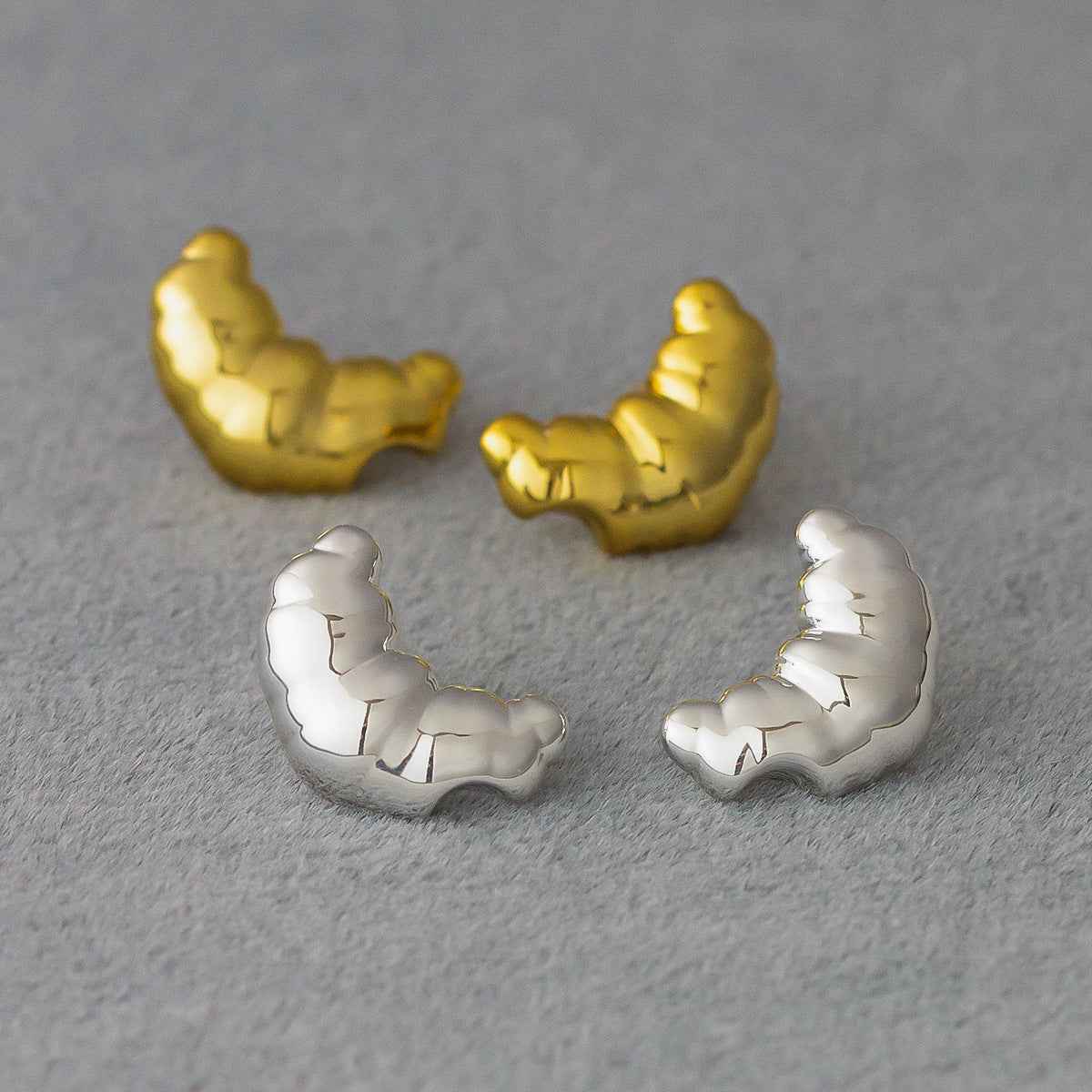 French Croissant Earrings & Pendant Necklace - Crystalory