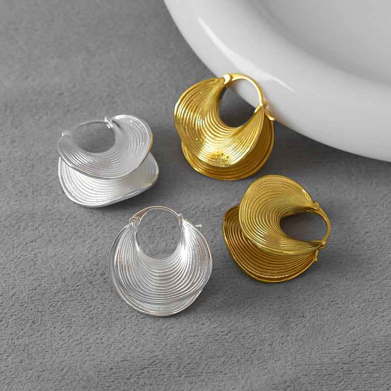 Gold & Silver Textured Hoop Earrings - Crystalory