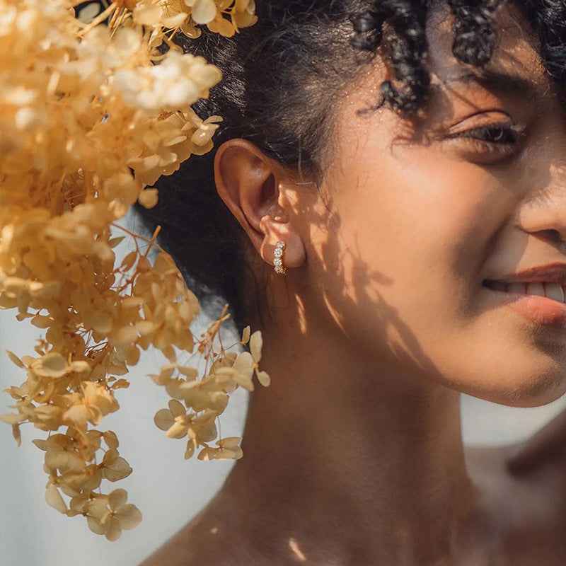 French-Inspired Mini Zircon Hoop Earrings - Crystalory