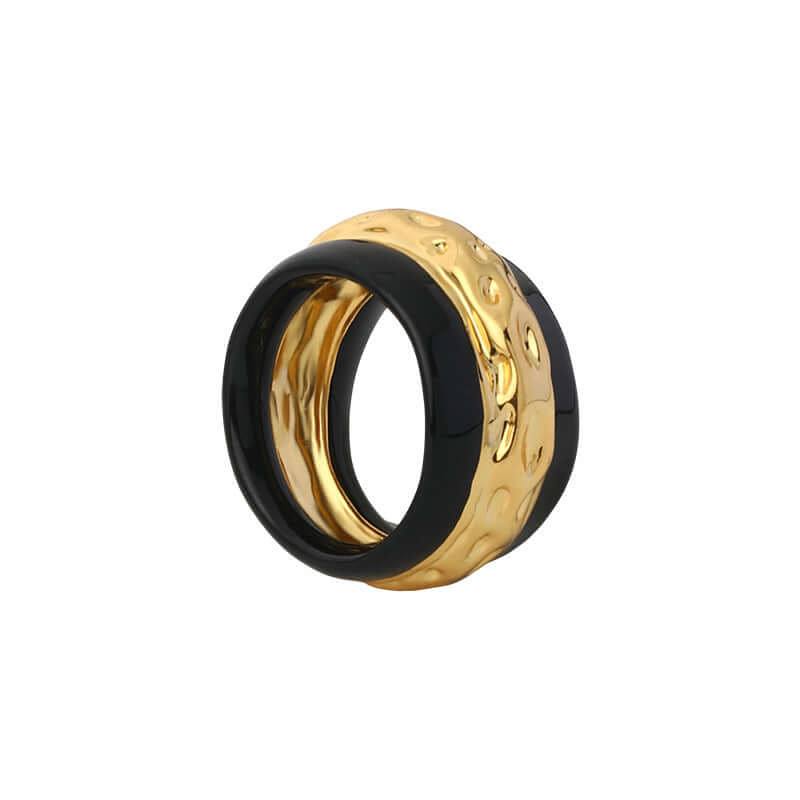 Vintage Enamel Wide Band Ring - Crystalory