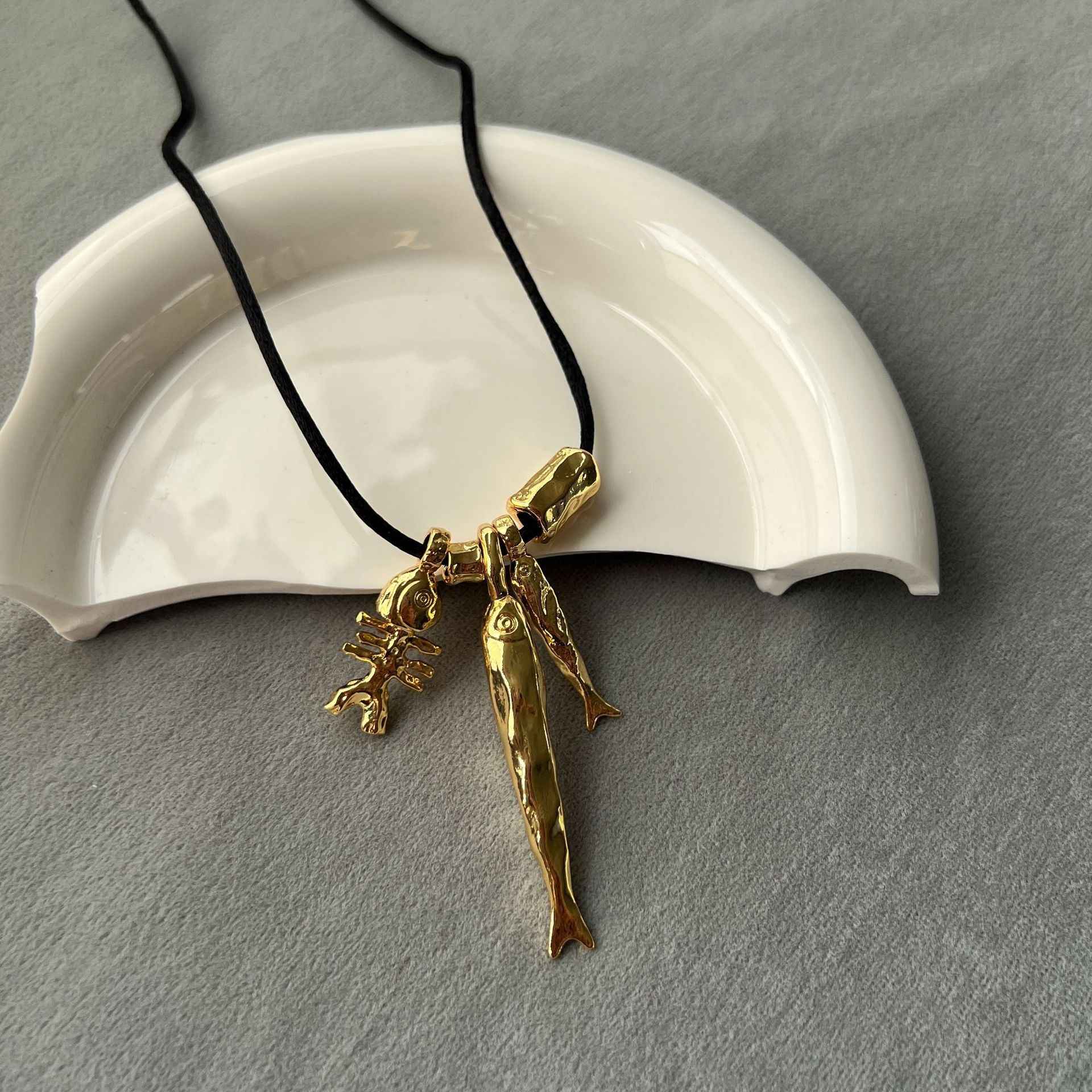 Gold Fish Pendant Necklace - Crystalory
