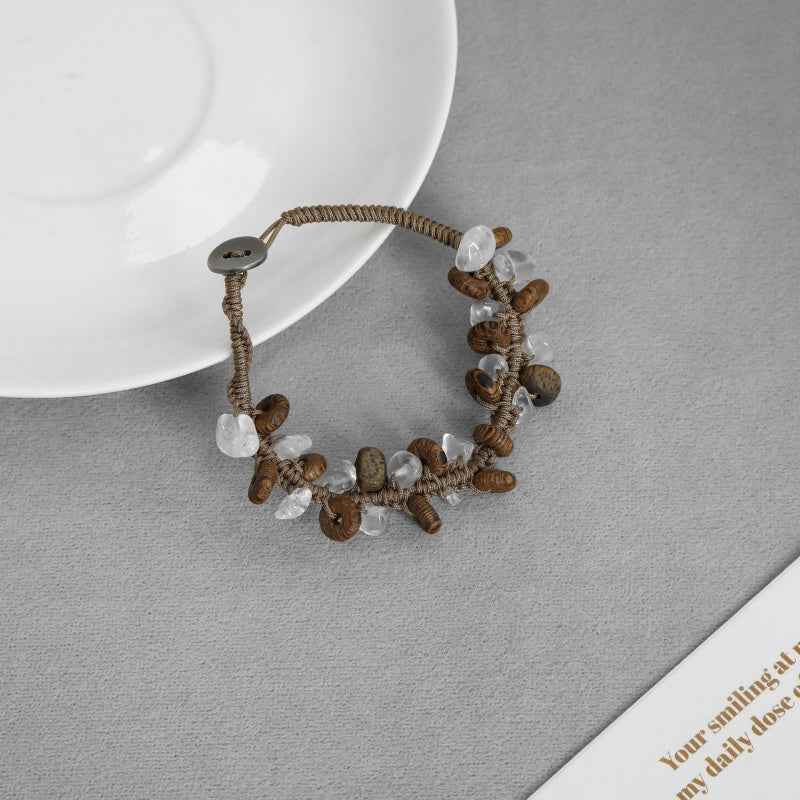 Wood Beaded Stone Bracelet