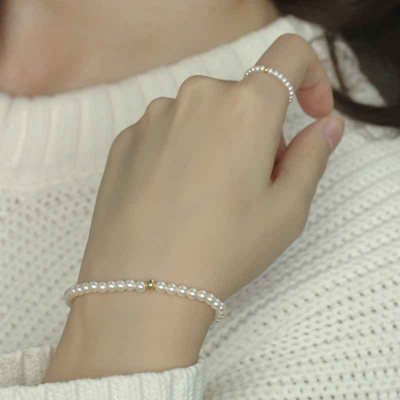 White Pearl Beaded Bracelet - Crystalory