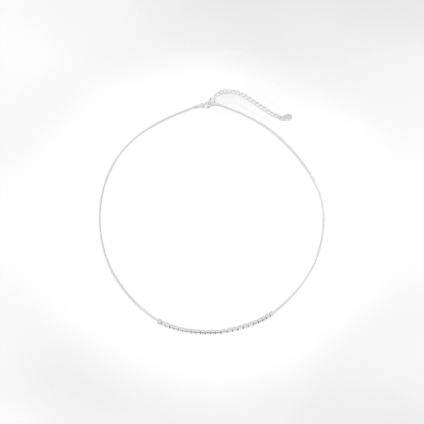Minimalist Silver Cube Choker Necklace - Crystalory