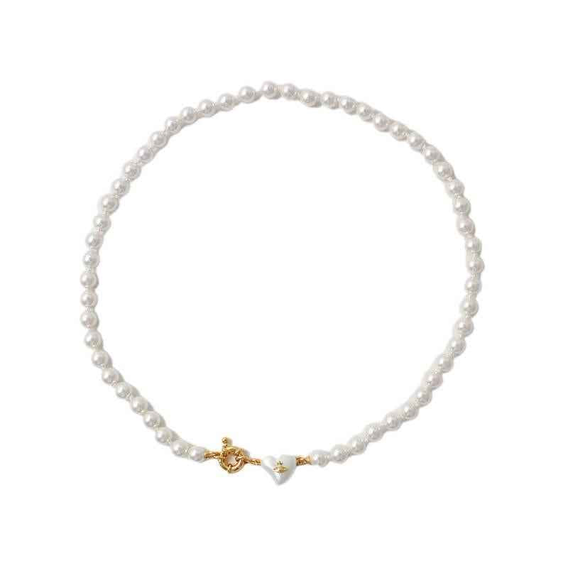 Heart Pearl Choker Necklace - Crystalory