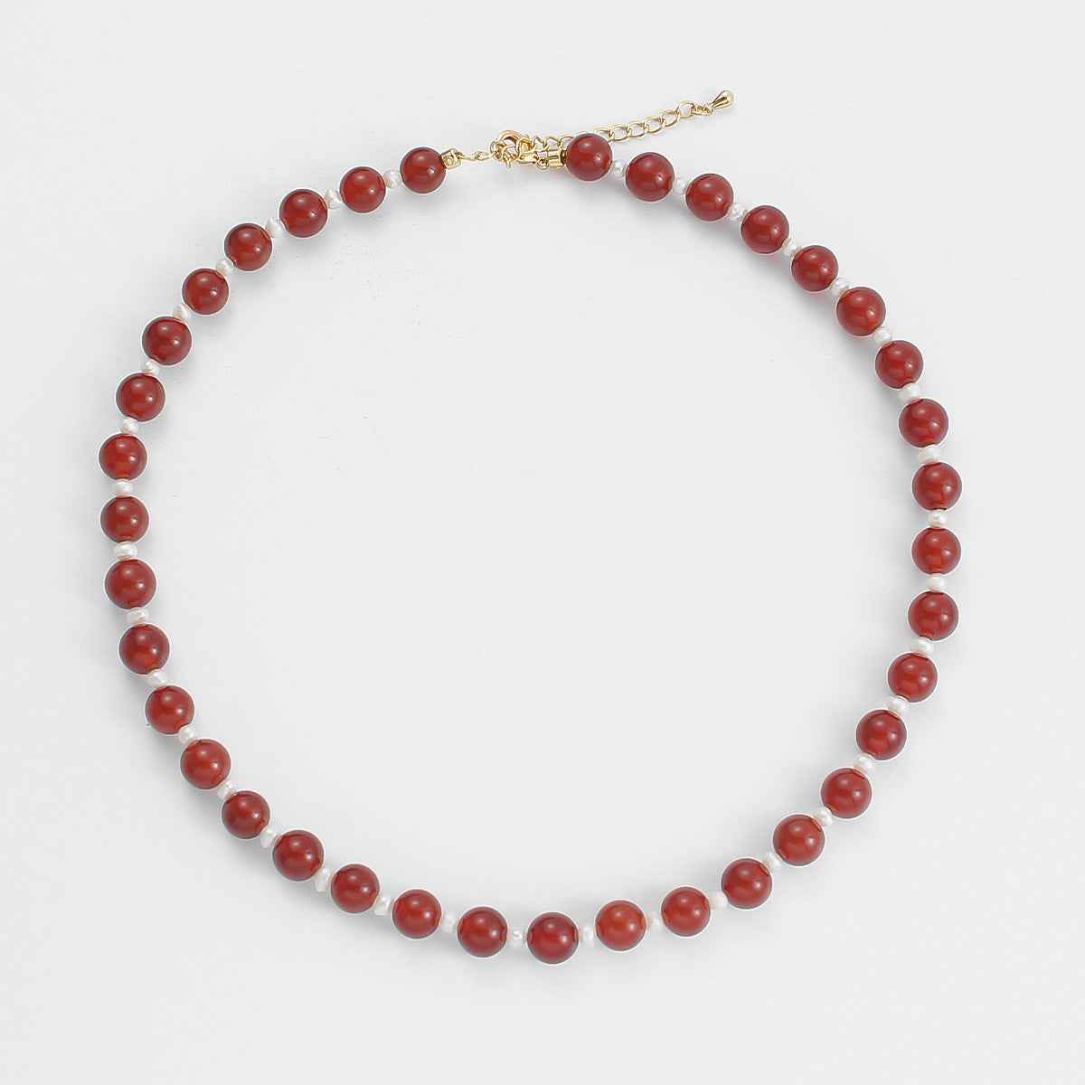 Red Agate Pearl Necklace - Crystalory