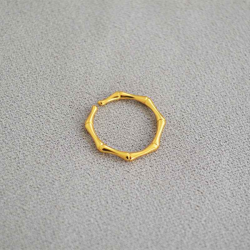 Bamboo Texture Open Adjustable Ring - Crystalory