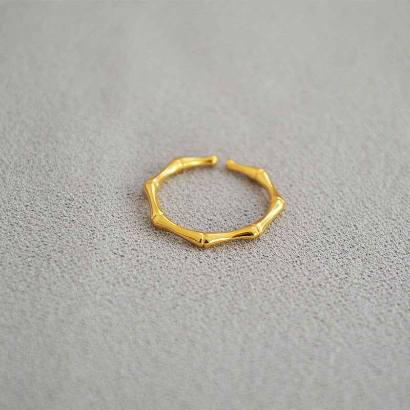 Bamboo Texture Open Adjustable Ring - Crystalory