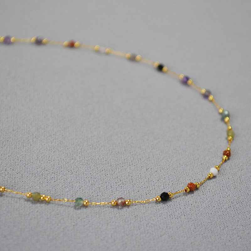 Boho Colorful Natural Stone Beaded Choker - Crystalory