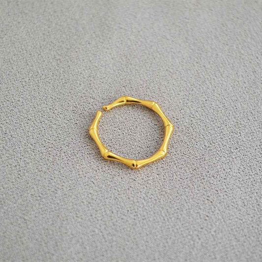 Bamboo Texture Open Adjustable Ring - Crystalory
